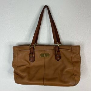 COACH Chelsea Pebbled Leather Tote Shoulder Bag Tan Brown Purse